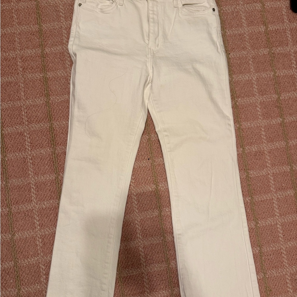 White Flare Wide Leg Jeans with Smooth Finish